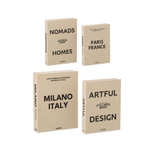 Set van 4 Decoratieve Opbergboeken Textiel Beige J-line
