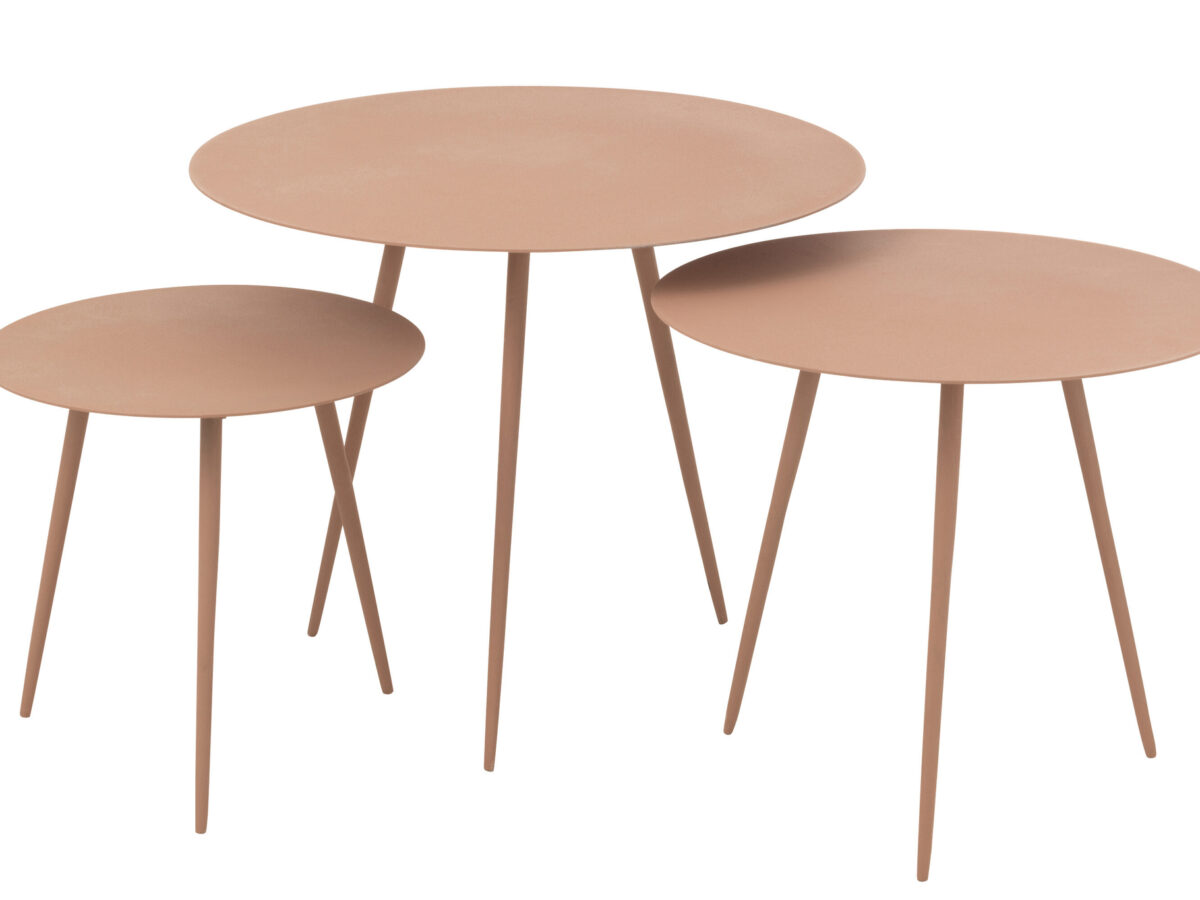Set van 3 bijzettafels metaal Oudroze J-line