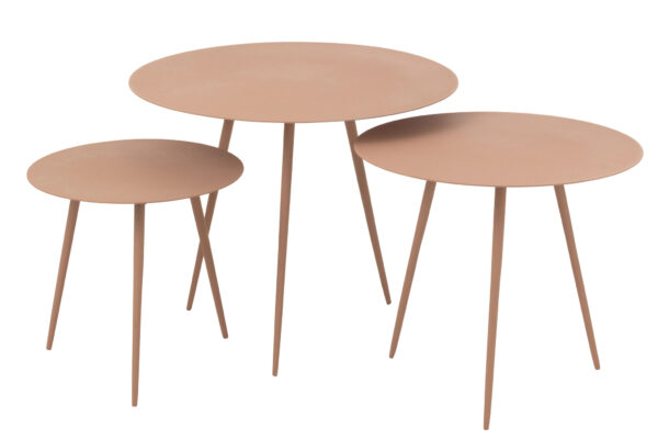 Set van 3 bijzettafels metaal Oudroze J-line