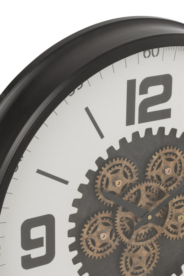 Klok Tandwiel Large zwart/wit J-line