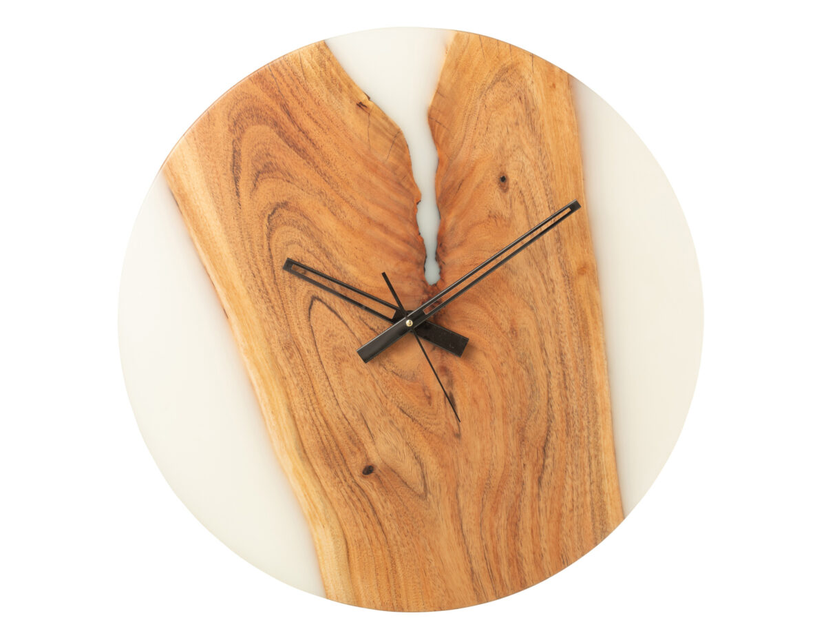 Moderne Wandklok Acaciahout J-line Naturel/Wit