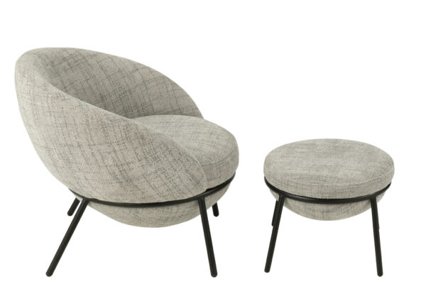 Loungestoel + Poef Esmeralda Lichtgrijs J-line