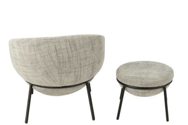 Loungestoel + Poef Esmeralda Lichtgrijs J-line