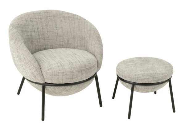 Loungestoel + Poef Esmeralda Lichtgrijs J-line