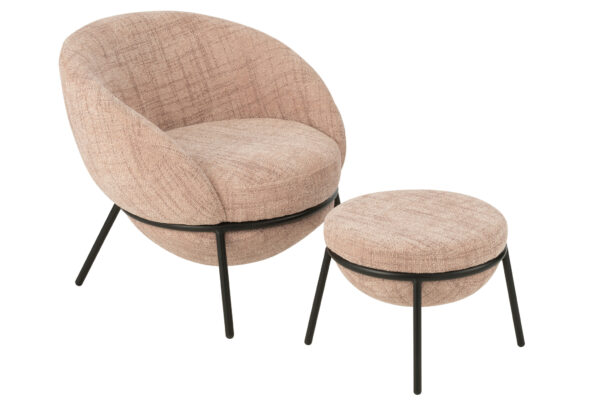 55778-0.jpg Loungestoel + Poef Esmeralda Poederroze J-line