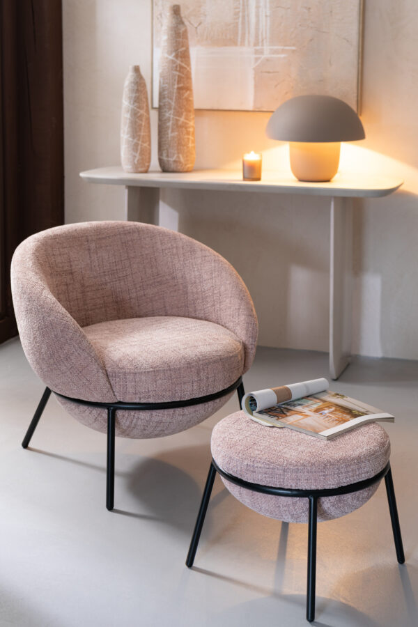 55778-10.jpg Loungestoel + Poef Esmeralda Poederroze J-line