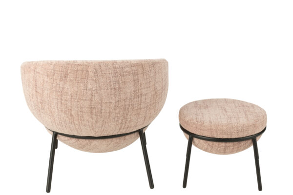 55778-3.jpg Loungestoel + Poef Esmeralda Poederroze J-line