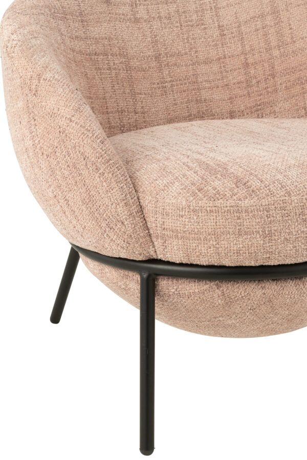 55778-4.jpg Loungestoel + Poef Esmeralda Poederroze J-line