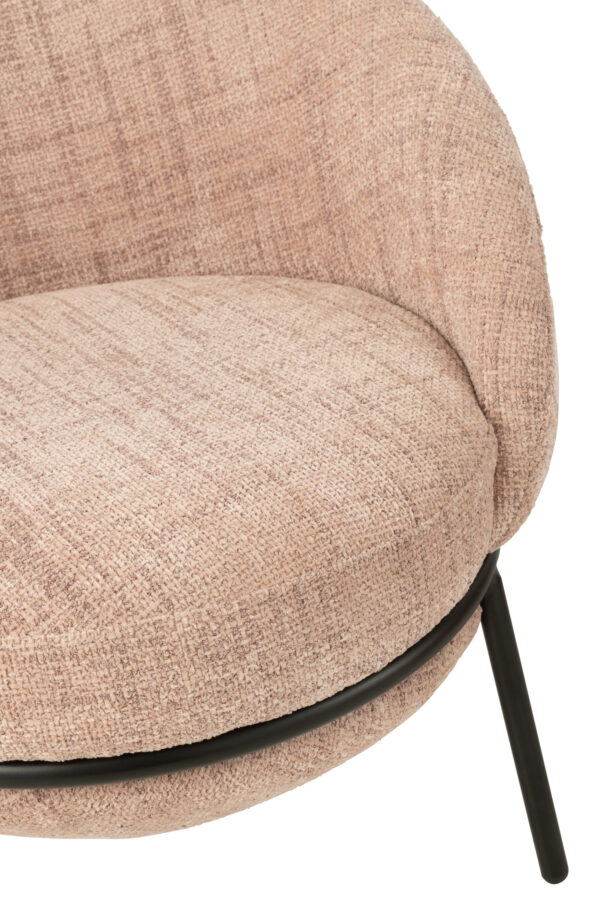 55778-6.jpg Loungestoel + Poef Esmeralda Poederroze J-line