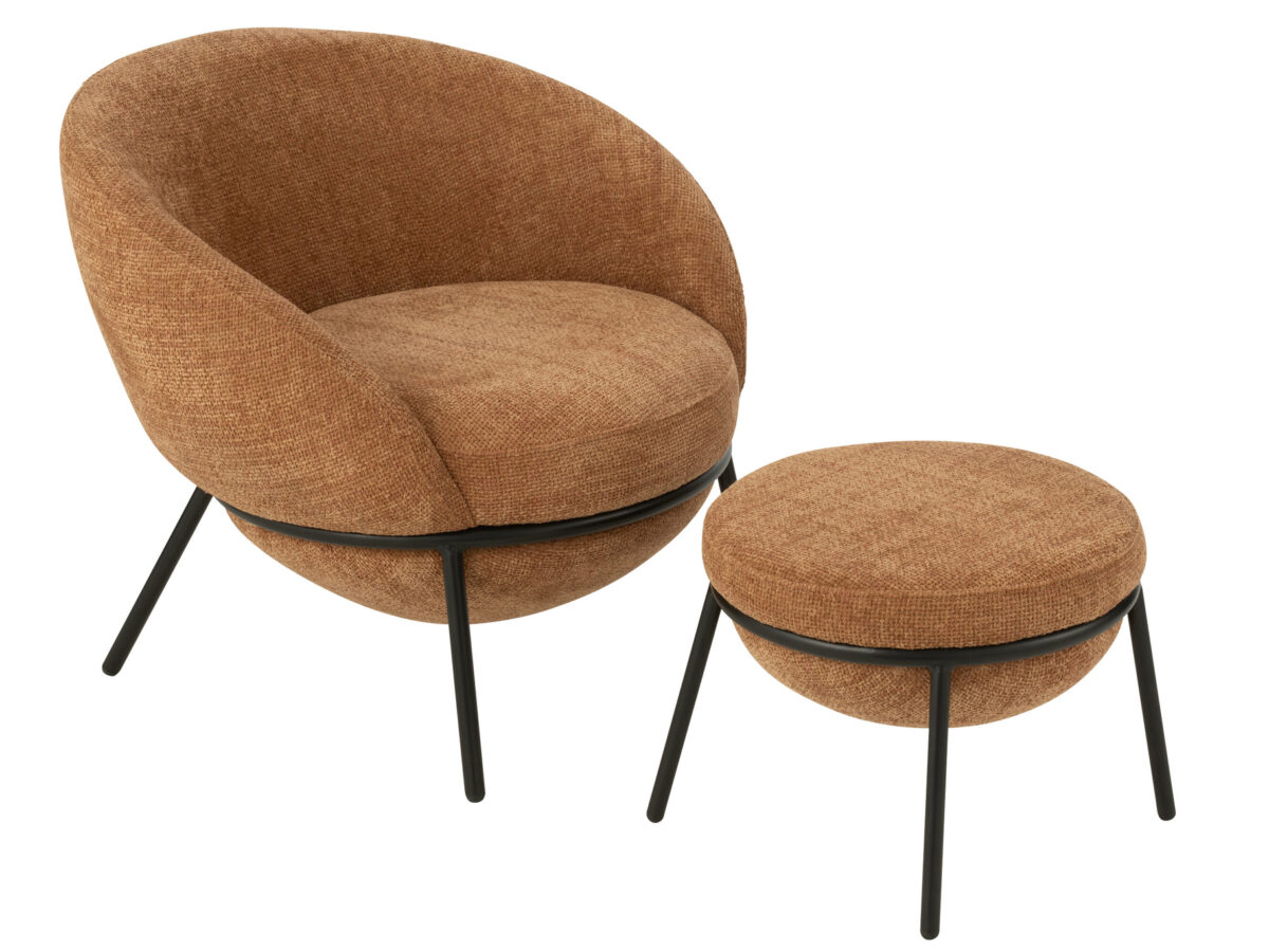 Loungestoel + Poef Esmeralda Terracotta J-line