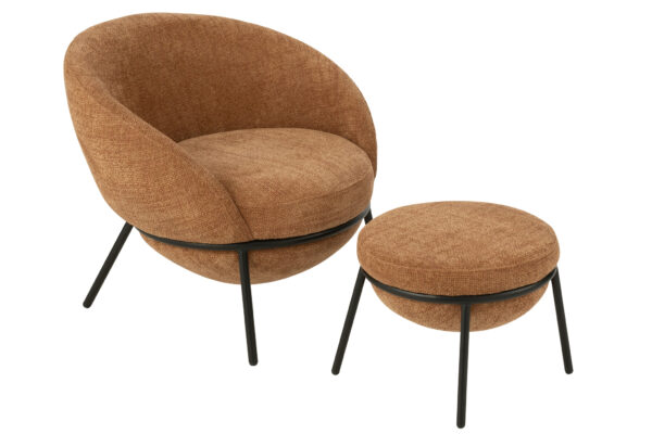 Loungestoel + Poef Esmeralda Terracotta J-line