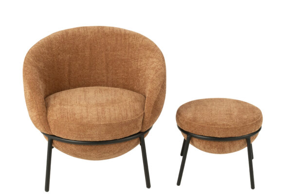 Loungestoel + Poef Esmeralda Terracotta J-line