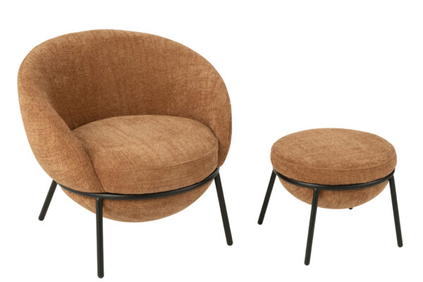 Loungestoel + Poef Esmeralda Terracotta J-line