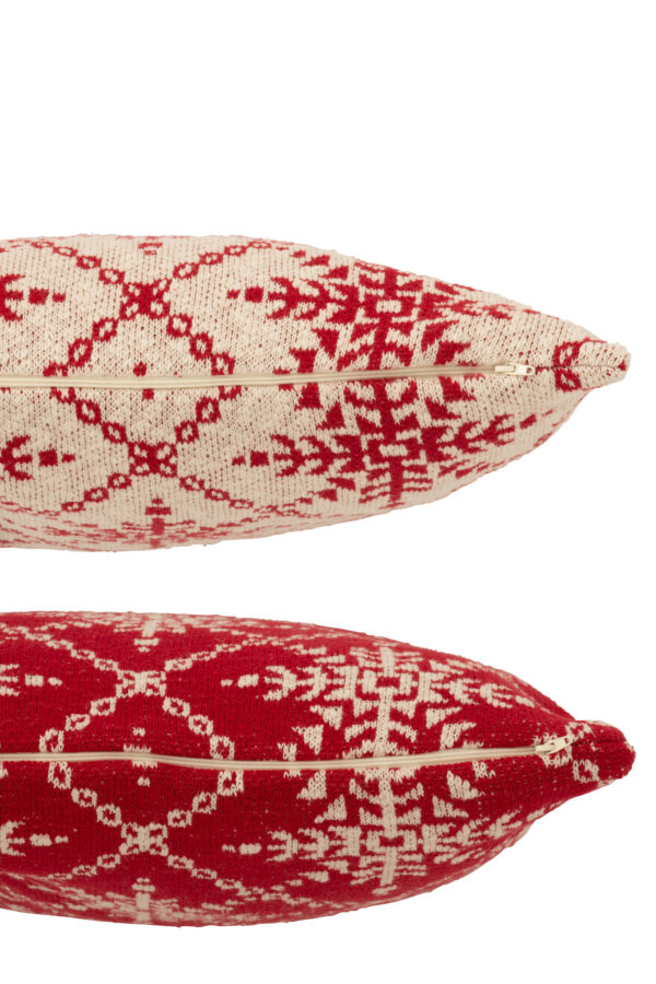 56338-1.jpg Set van 2 kussens met sneeuwvlokken, rood/wit