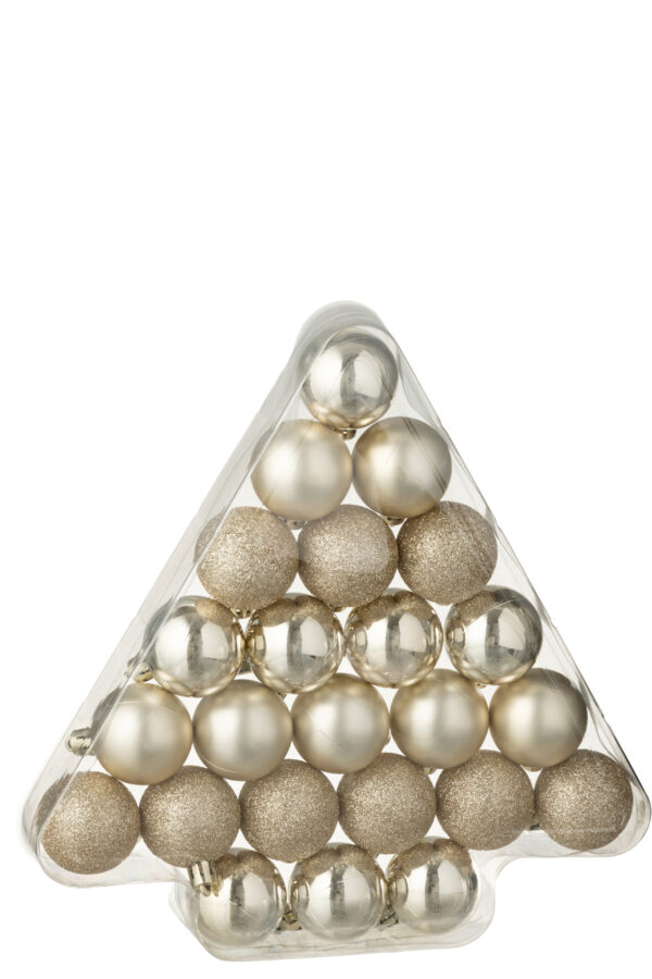 Kerstverpakking met 24 lichtbeige kunststof kerstballen