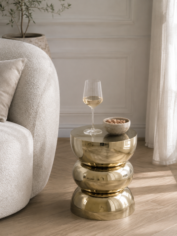 Bijzettafel Lise - Glanzend Chrome Goud | J-line
