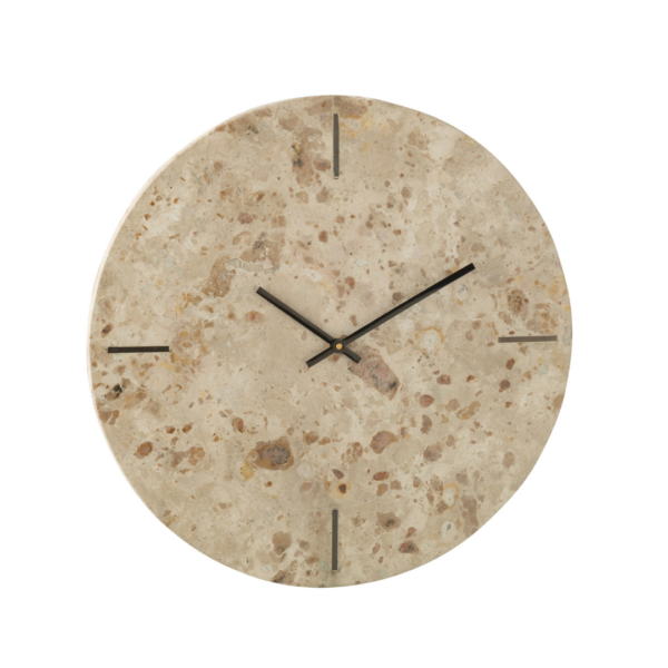 Ronde Marmeren Wandklok Beige/Zwart