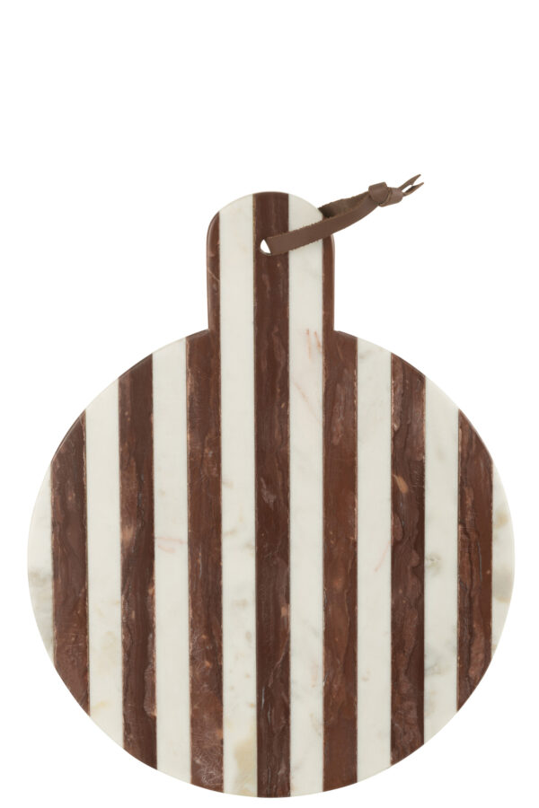 Gestreepte Marmeren Serveerplank J-line Rond