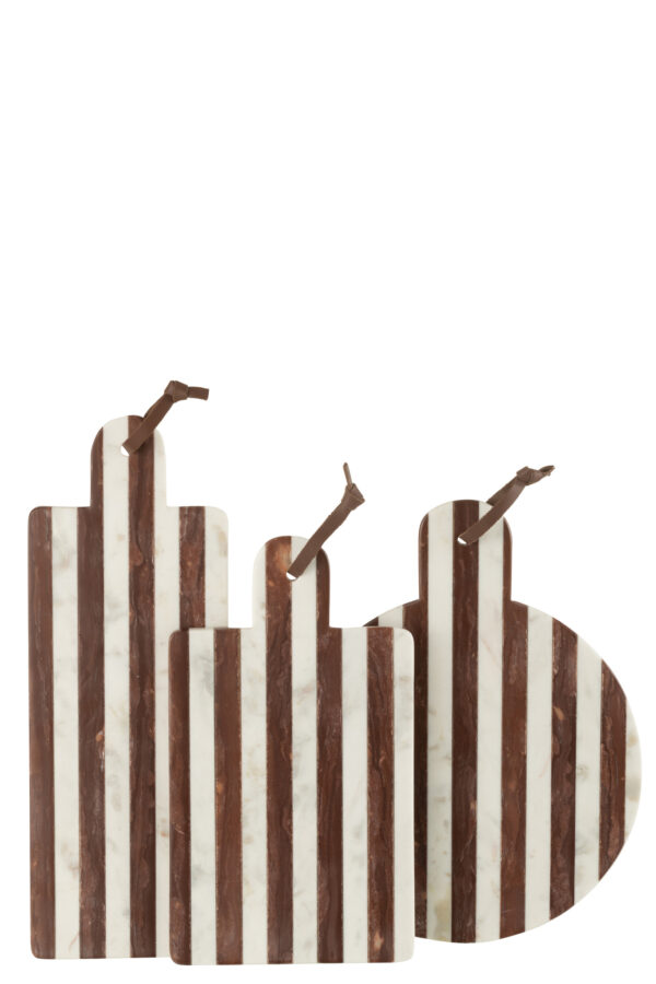 Gestreepte Marmeren Serveerplank J-line Rond