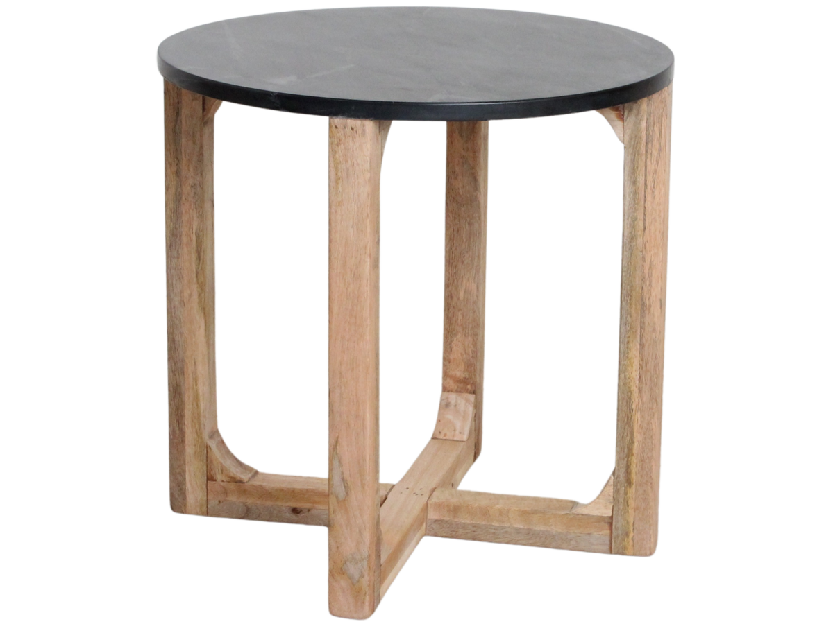 Ronde Marmeren Bijzettafel - Zwart