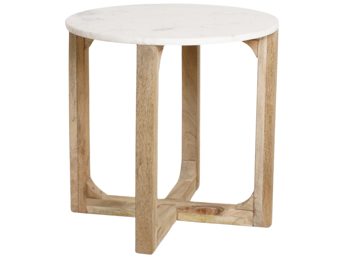 Ronde Marmeren Bijzettafel - Wit