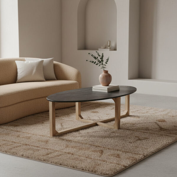 Ovale Marmeren Salontafel - Zwart