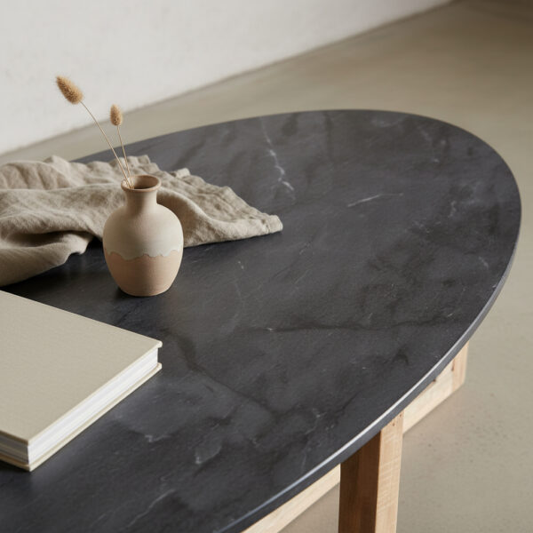 Ovale Marmeren Salontafel - Zwart