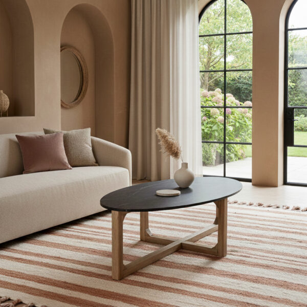 Ovale Marmeren Salontafel - Zwart