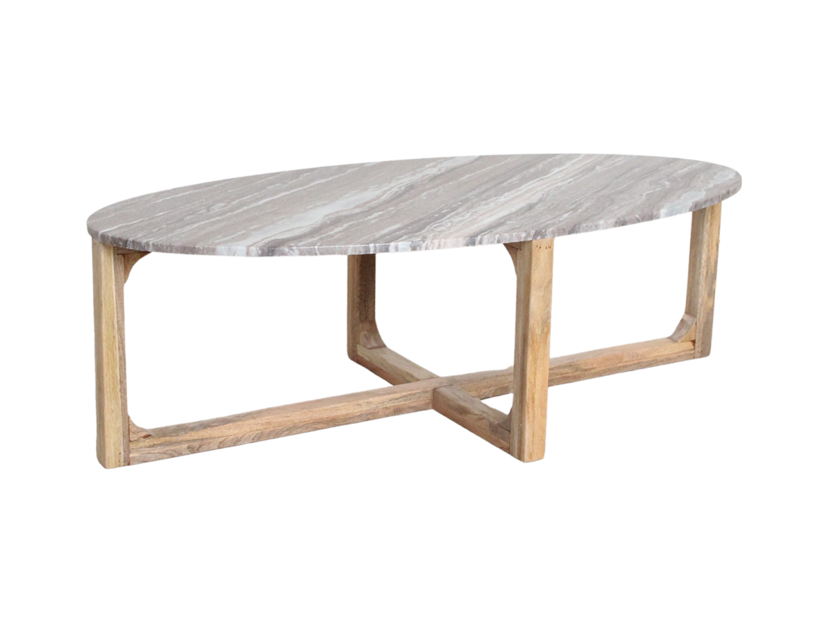 Ovale marmeren salontafel - Fantasy Bruin