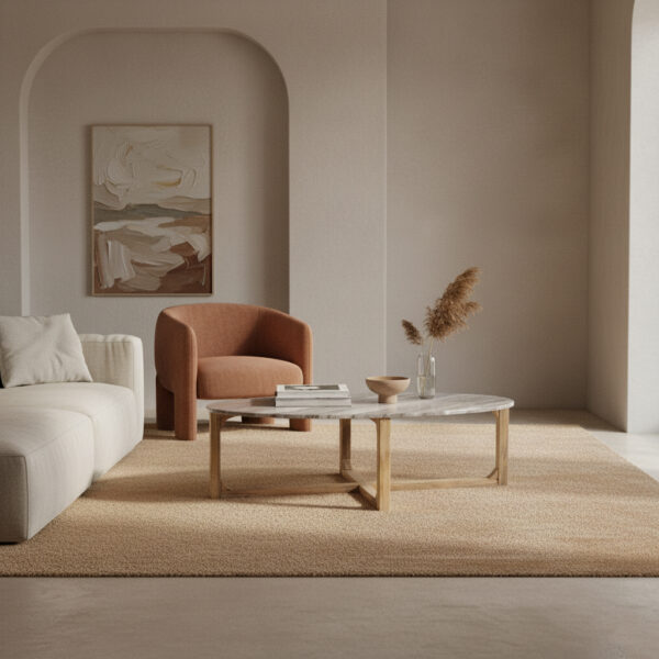 Ovale marmeren salontafel - Fantasy Bruin