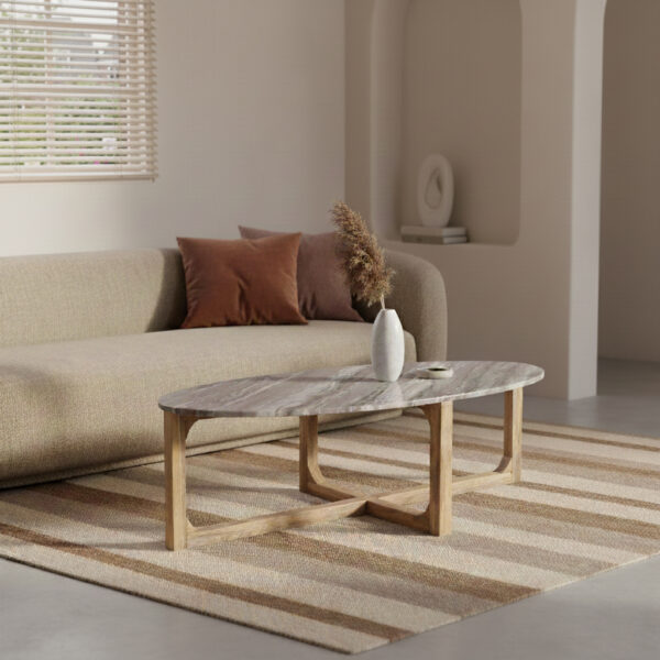 Ovale marmeren salontafel - Fantasy Bruin