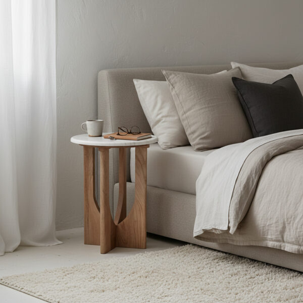 Kuching Marmeren Bijzettafel - Wit