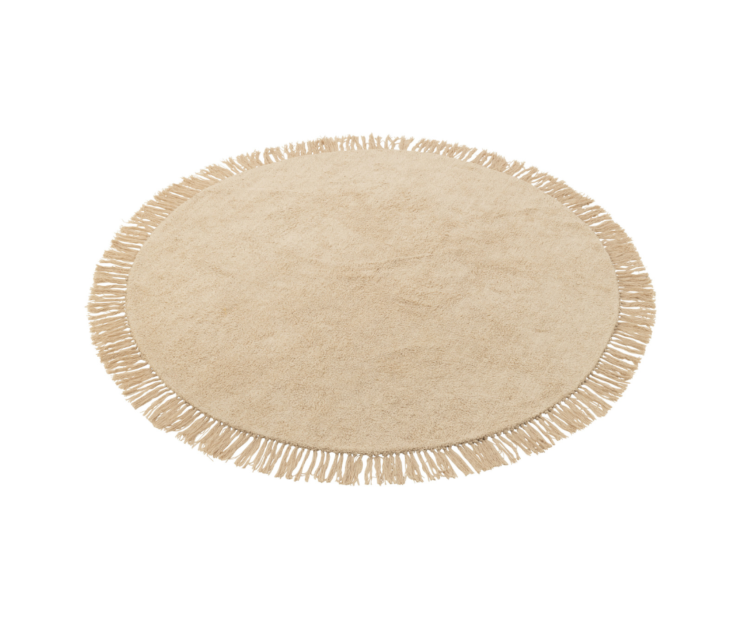 Vloerkleed franjes beige Rond vloerkleed Boho franjes Beige