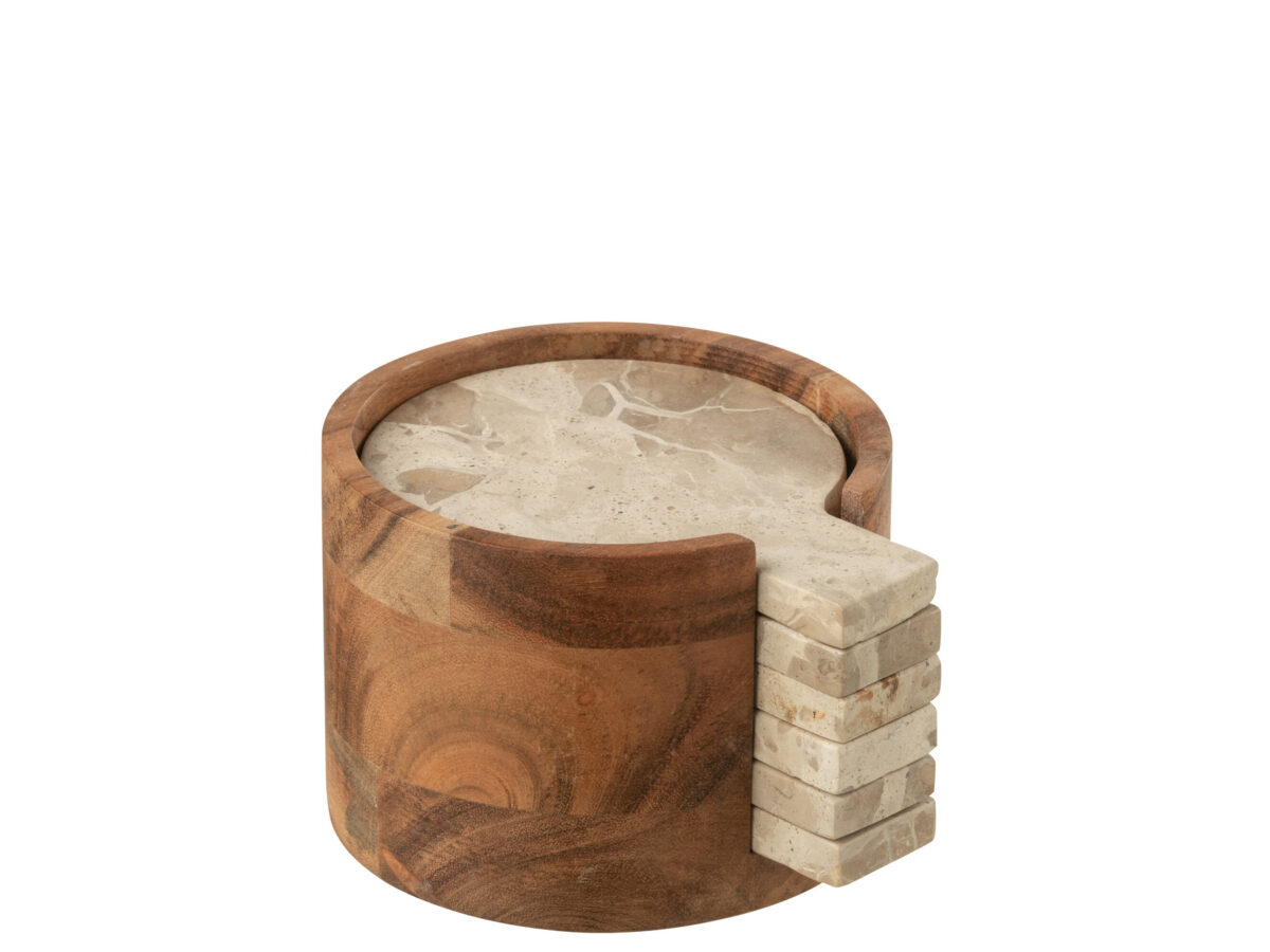 Beige Marmeren Onderzetters - Set van 6