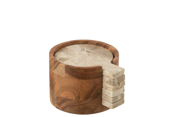 Beige Marmeren Onderzetters - Set van 6