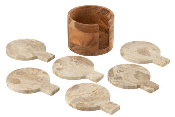 Beige Marmeren Onderzetters - Set van 6