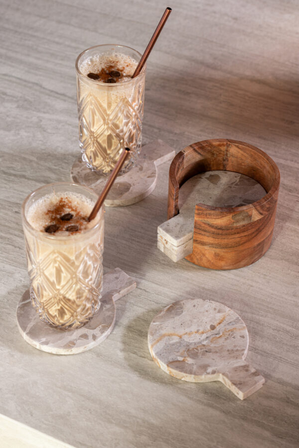 Beige Marmeren Onderzetters - Set van 6