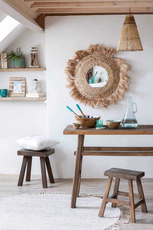 Rond Vloerkleed Boho franjes beige