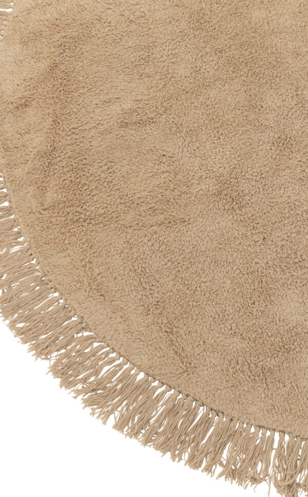 41727-0-1.jpg Rond Vloerkleed Boho franjes donker Beige J-line