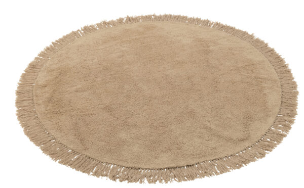 41727-2-1.jpg Rond Vloerkleed Boho franjes donker Beige J-line
