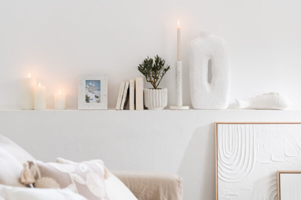 Set van 3 Witte Marmeren Kaarshouders