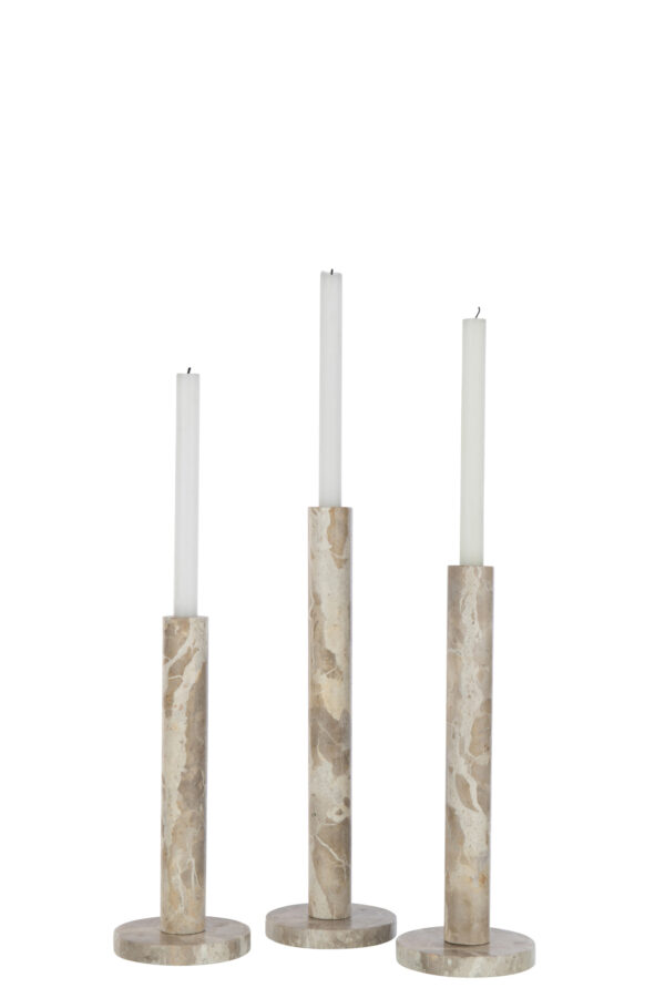 Set van 3 Beige Marmeren Kaarshouders