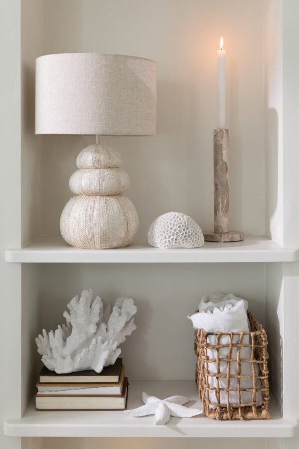 Set van 3 Beige Marmeren Kaarshouders