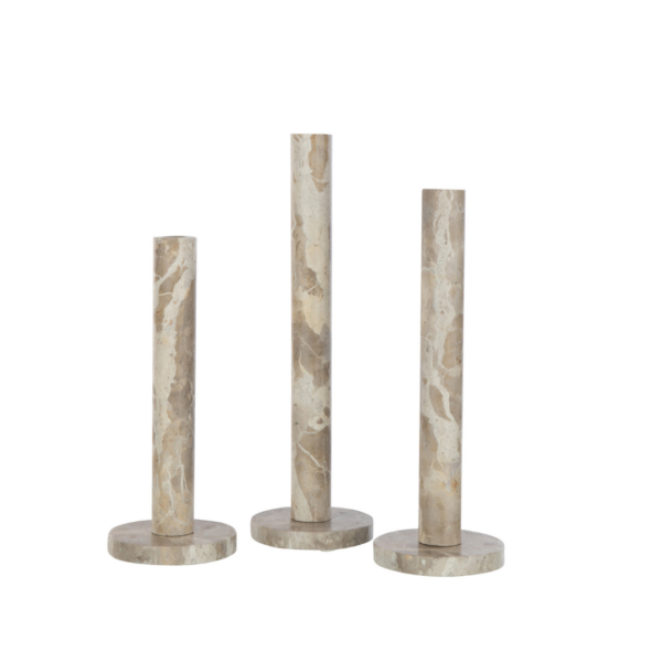 set van 3 beige marmeren kaarshouders