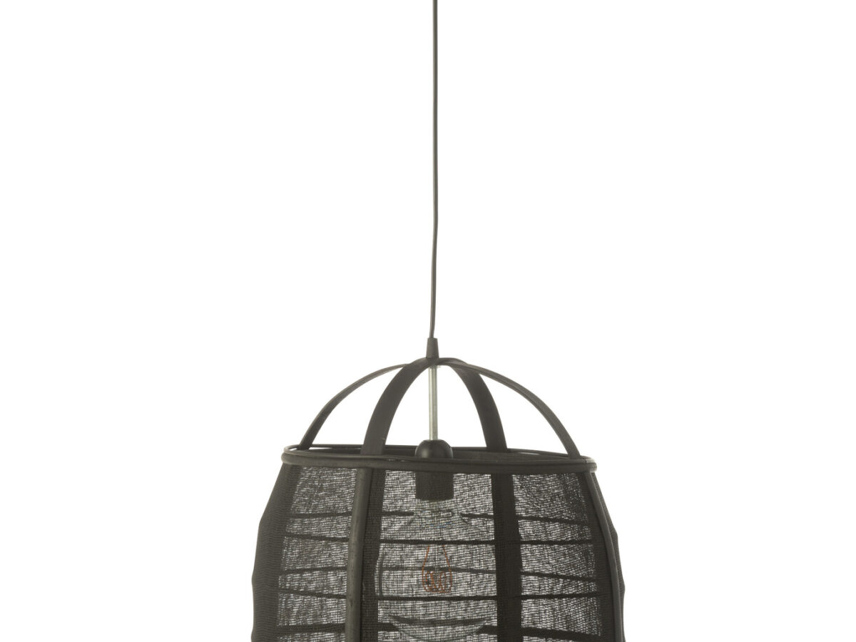 Hanglamp Ion Linnen/Bamboe Zwart Klein