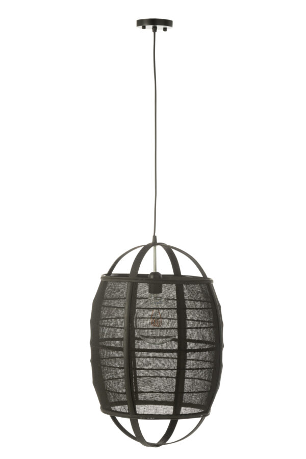 Hanglamp Ion Linnen/Bamboe Zwart Klein
