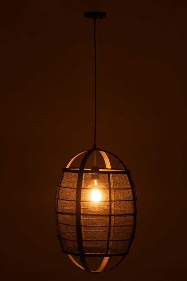 Hanglamp Ion Linnen/Bamboe Zwart Klein