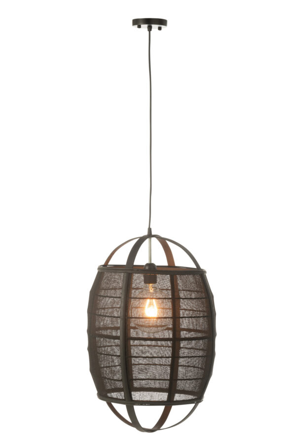 Hanglamp Ion Linnen/Bamboe Zwart Klein
