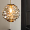 Hanglamp Honingraat Glas Licht Cognac