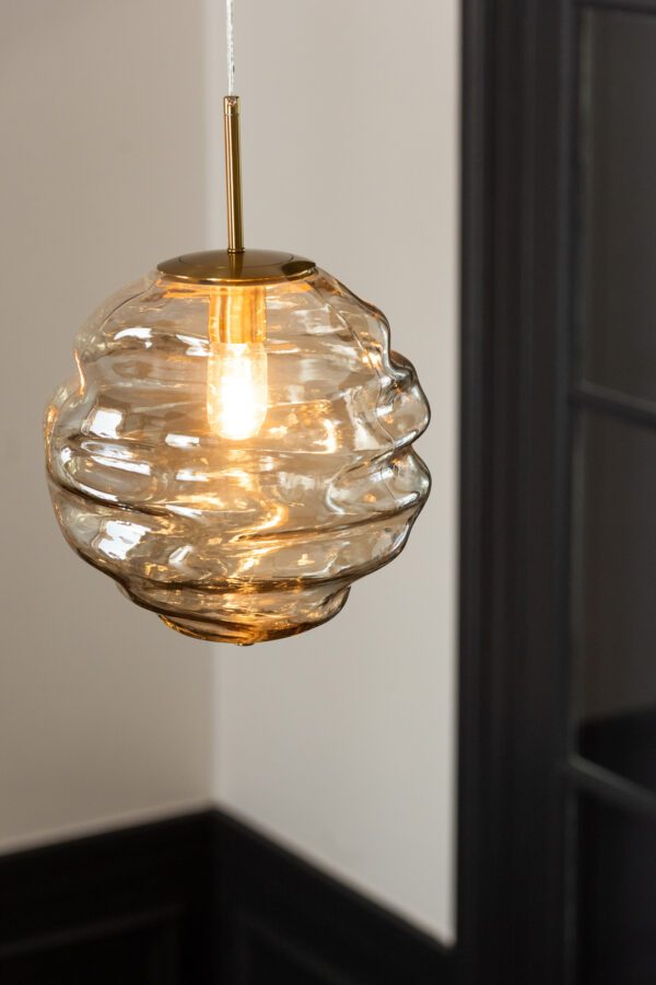 Hanglamp Honingraat Glas Licht Cognac